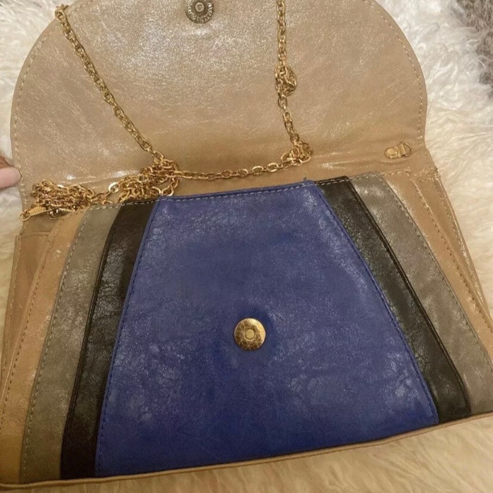 Urban Expressions Blue Tan Black Clutch